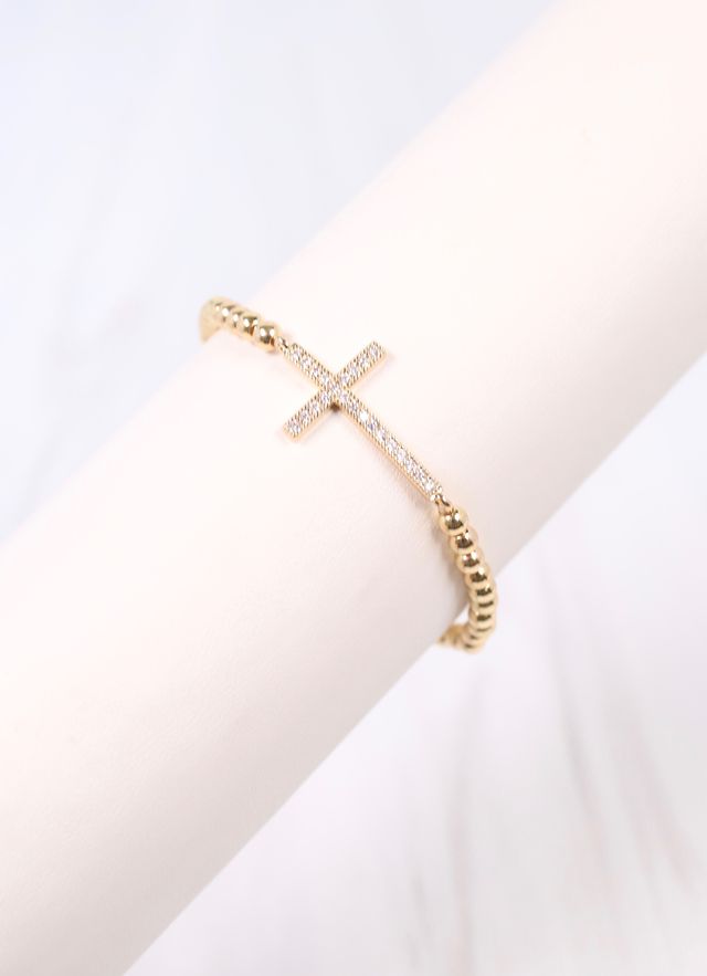 Paterson CZ Cross Bracelet Gold