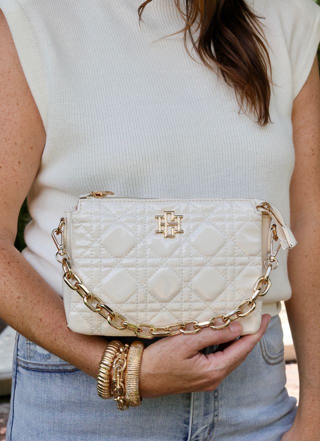 Jace Crossbody Ivory Patent LQ