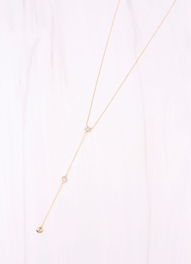 Burstyn CZ Y Necklace GOLD