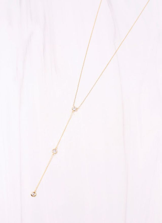 Burstyn CZ Y Necklace GOLD