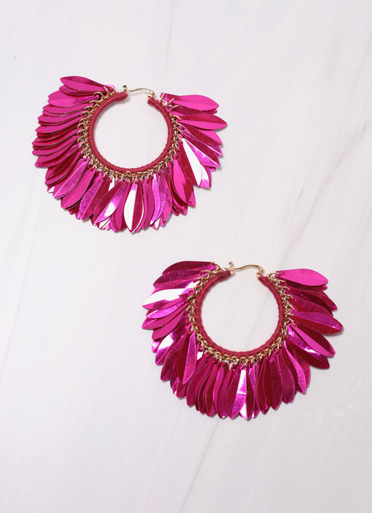 Ramson Sequin Hoop Earring FUCHSIA