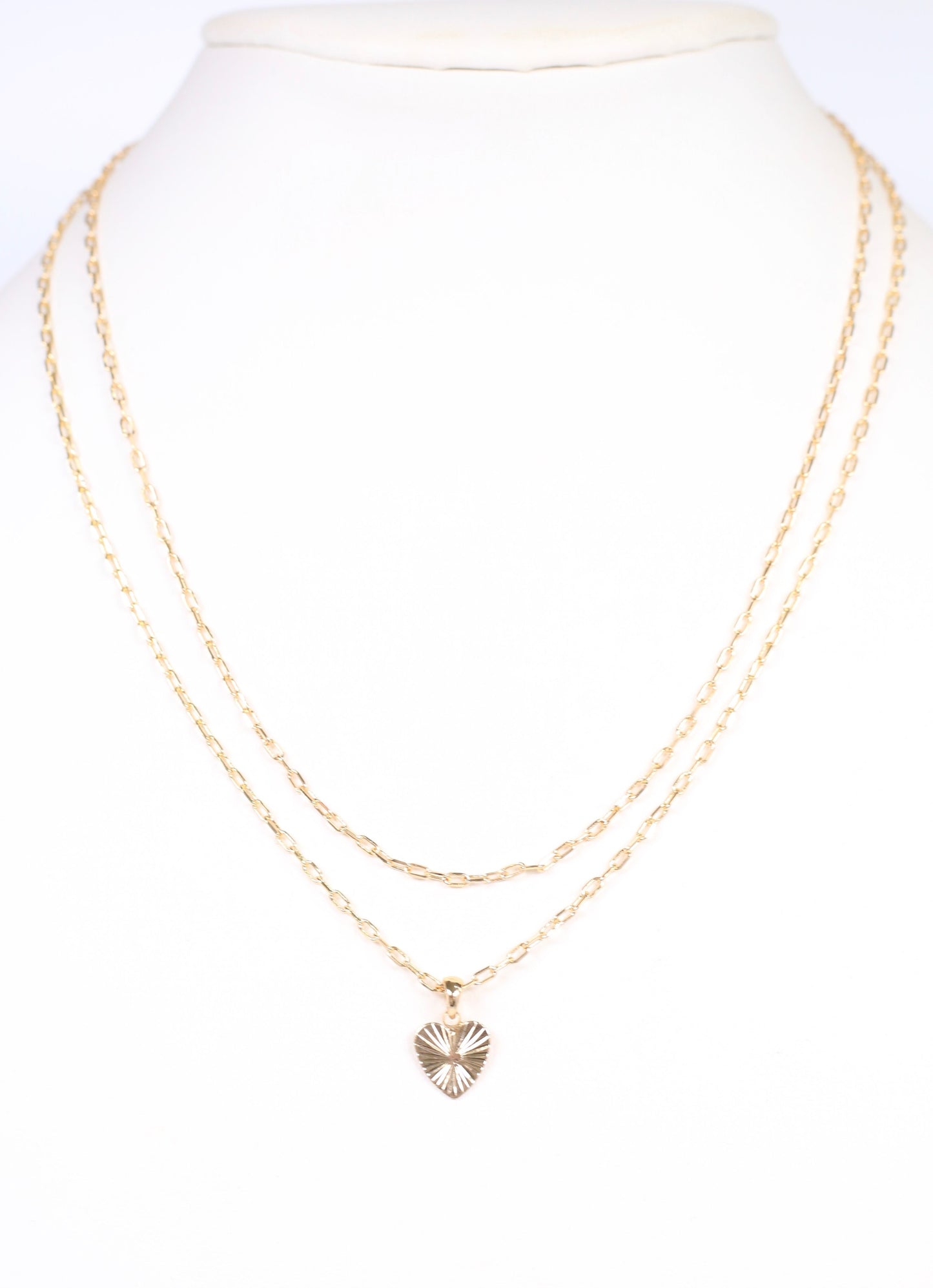 Simon Layered Necklace with Heart GOLD