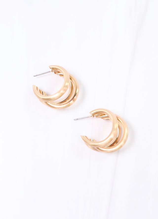 Fishel Triple Hoop Earring MATTE GOLD