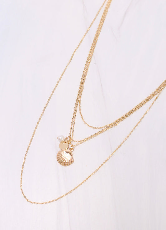 Perkins Shell Layered Necklace GOLD