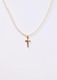 Farina Cross Pearl Necklace IVORY