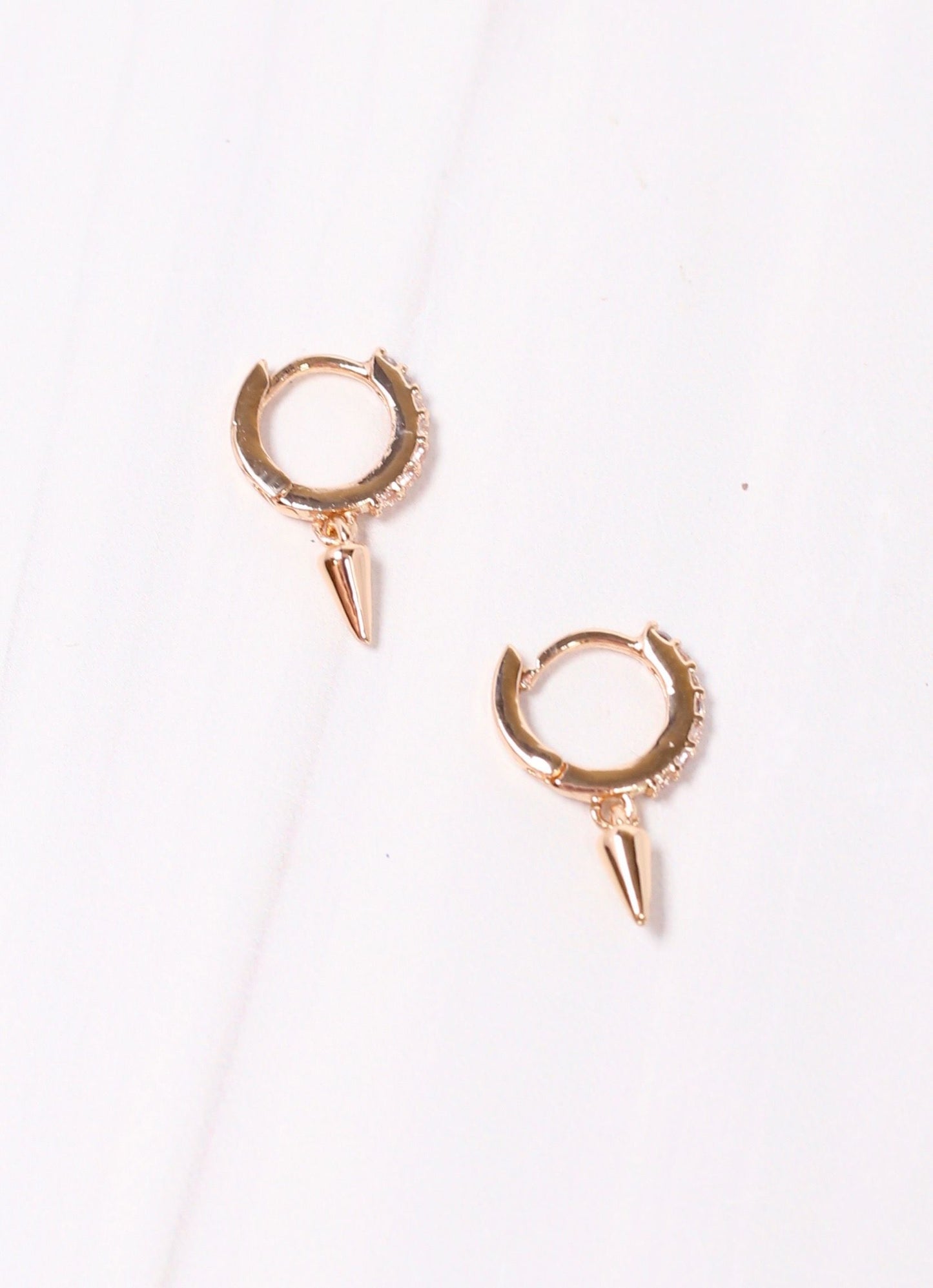 Hagen CZ Huggie Earring with Spike Gold