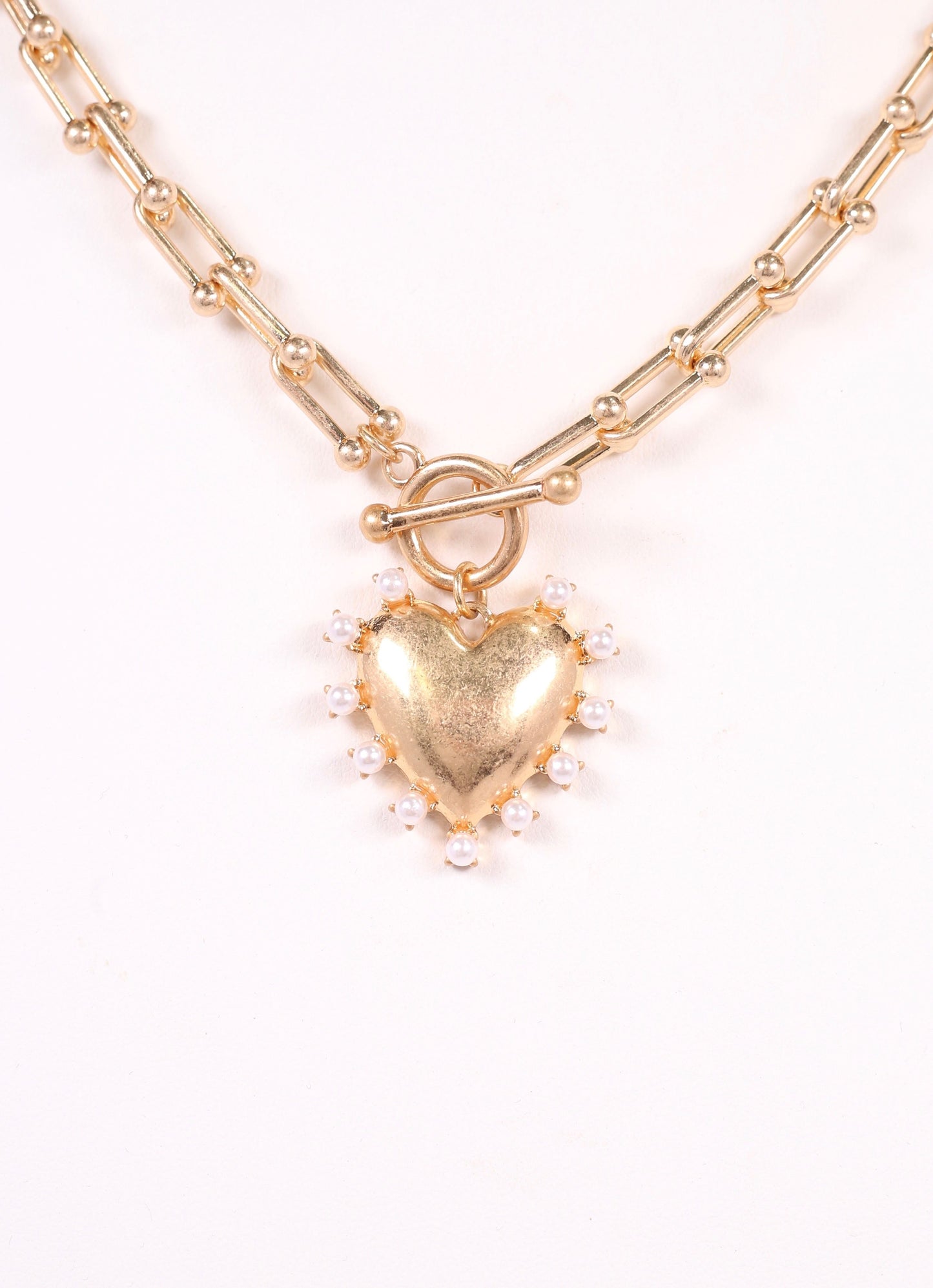 Shapiro Pearl Heart Necklace GOLD