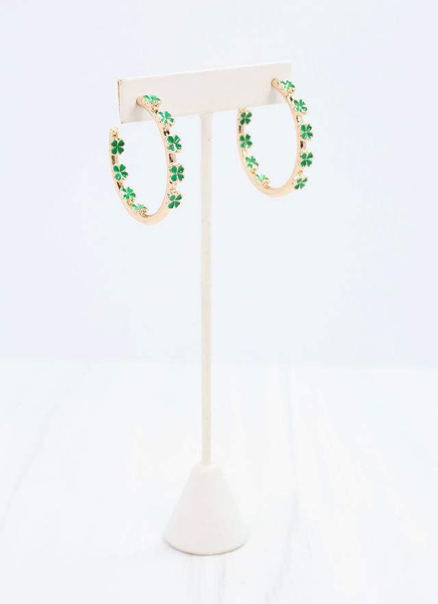 Shamrock Hoop Earring Green