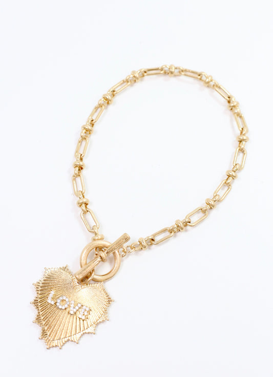 Bishop Heart Charm Bracelet GOLD