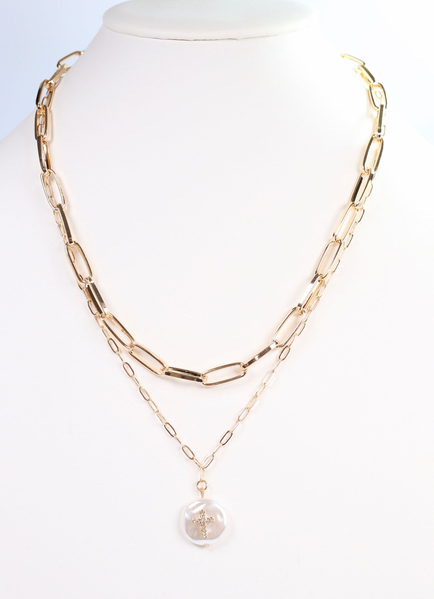 Windell Layered Necklace with Pearl GOLD