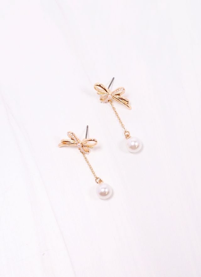 Olga Bow Earring with Pearl GOLD