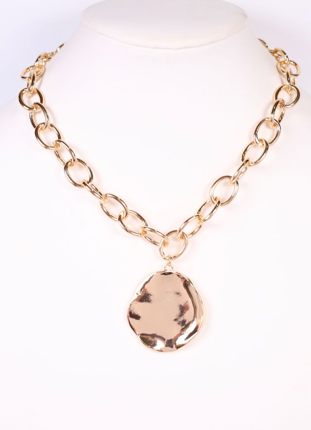 Davy Link Necklace with Circle Charm GOLD