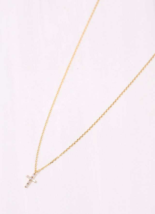 Naomi CZ Cross Necklace GOLD