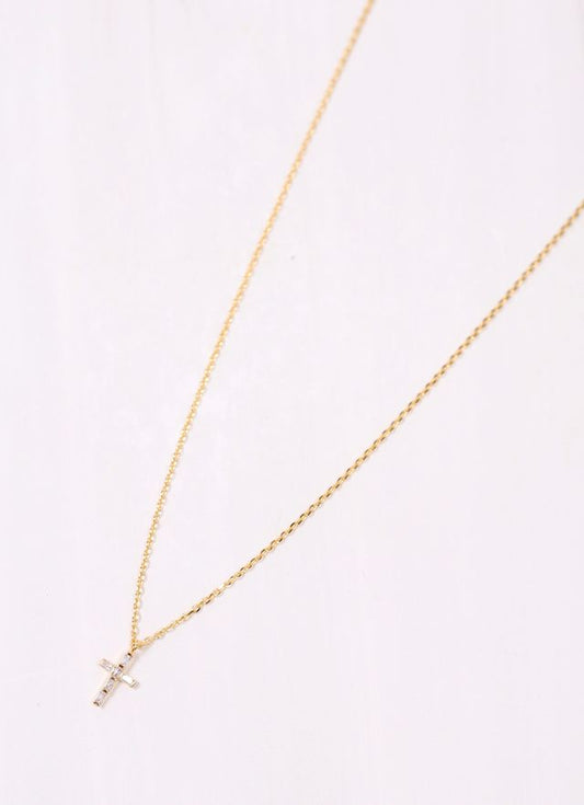 Naomi CZ Cross Necklace GOLD