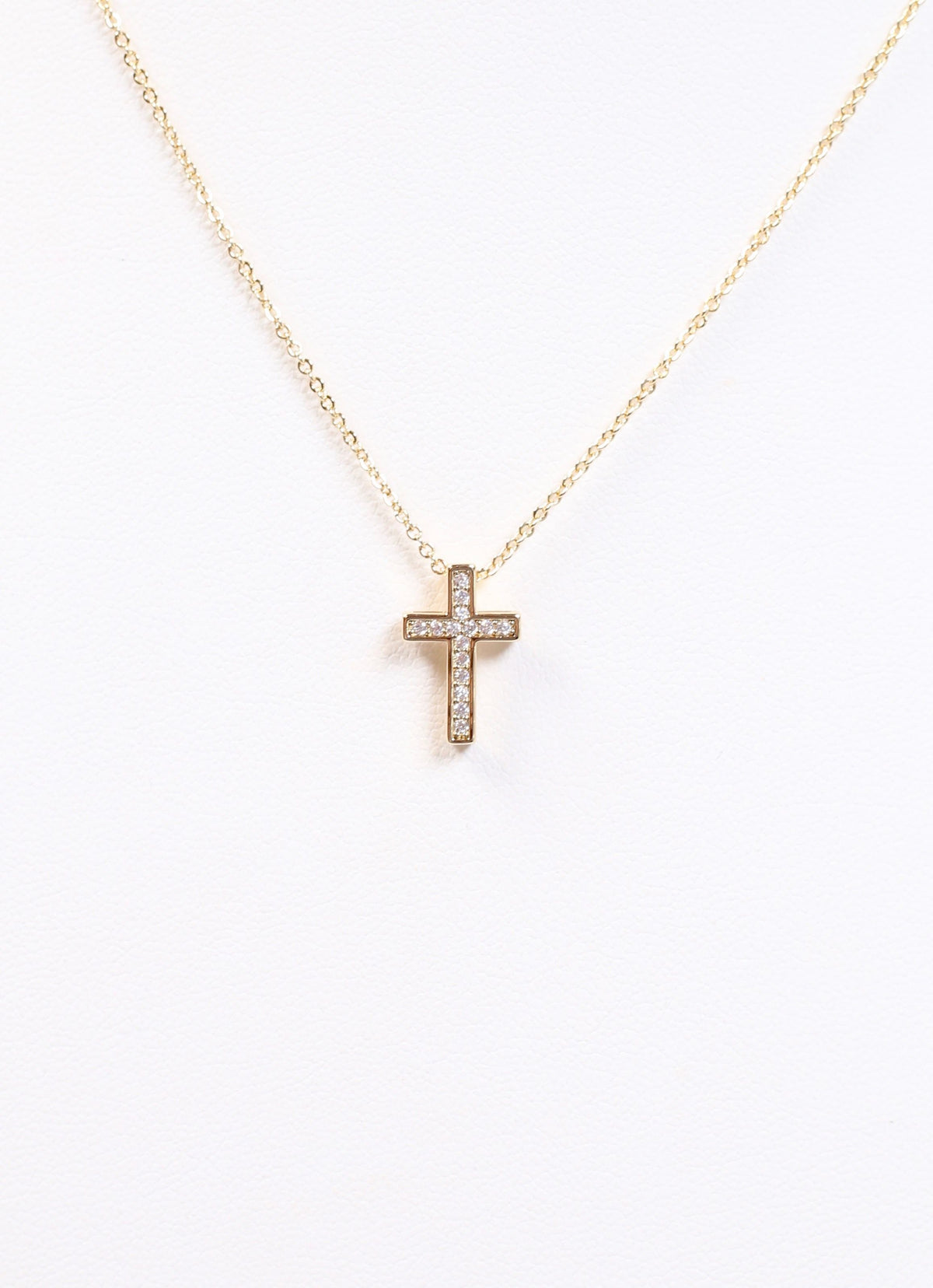 Saint CZ Cross Necklace GOLD