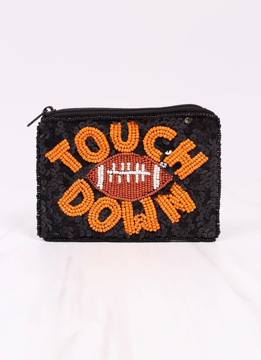 Touch Down Sequin Pouch BLACK ORANGE