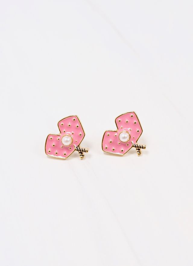 First Serve Pickleball Paddle Earring PINK