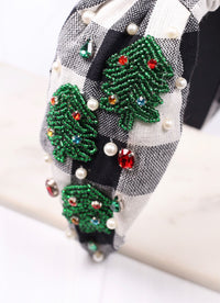 Christmas Tree Farm Headband BLACK WHITE