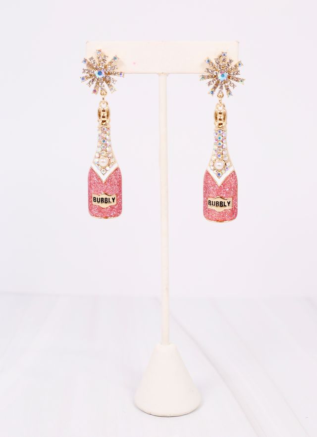 Bubbly Party Bottle Earring PINK