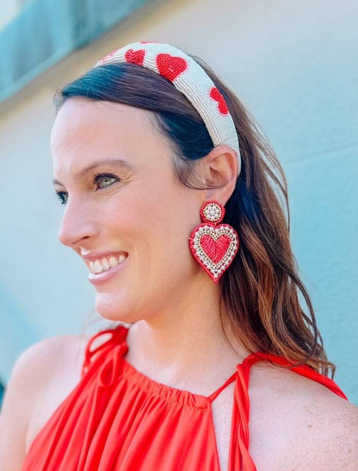 Sweetheart Embellished Earring RED