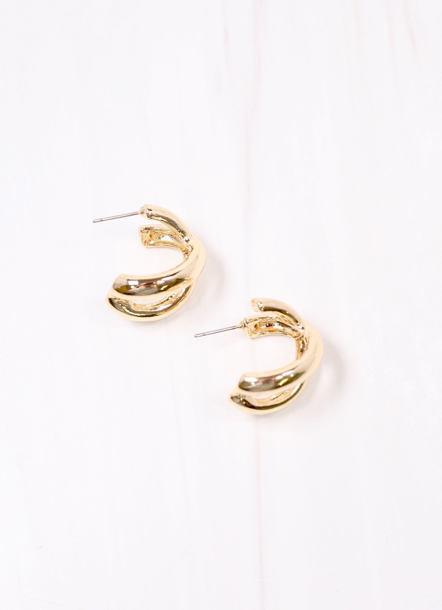 Lengel Criss Cross Hoop Earring GOLD