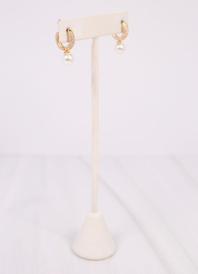 Kento CZ Hoop Earring with Pearl GOLD