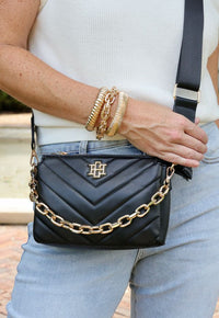 Jace Crossbody Black V Quilted