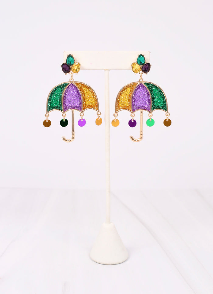 Glitter Parasol Embellished Earring MULTI