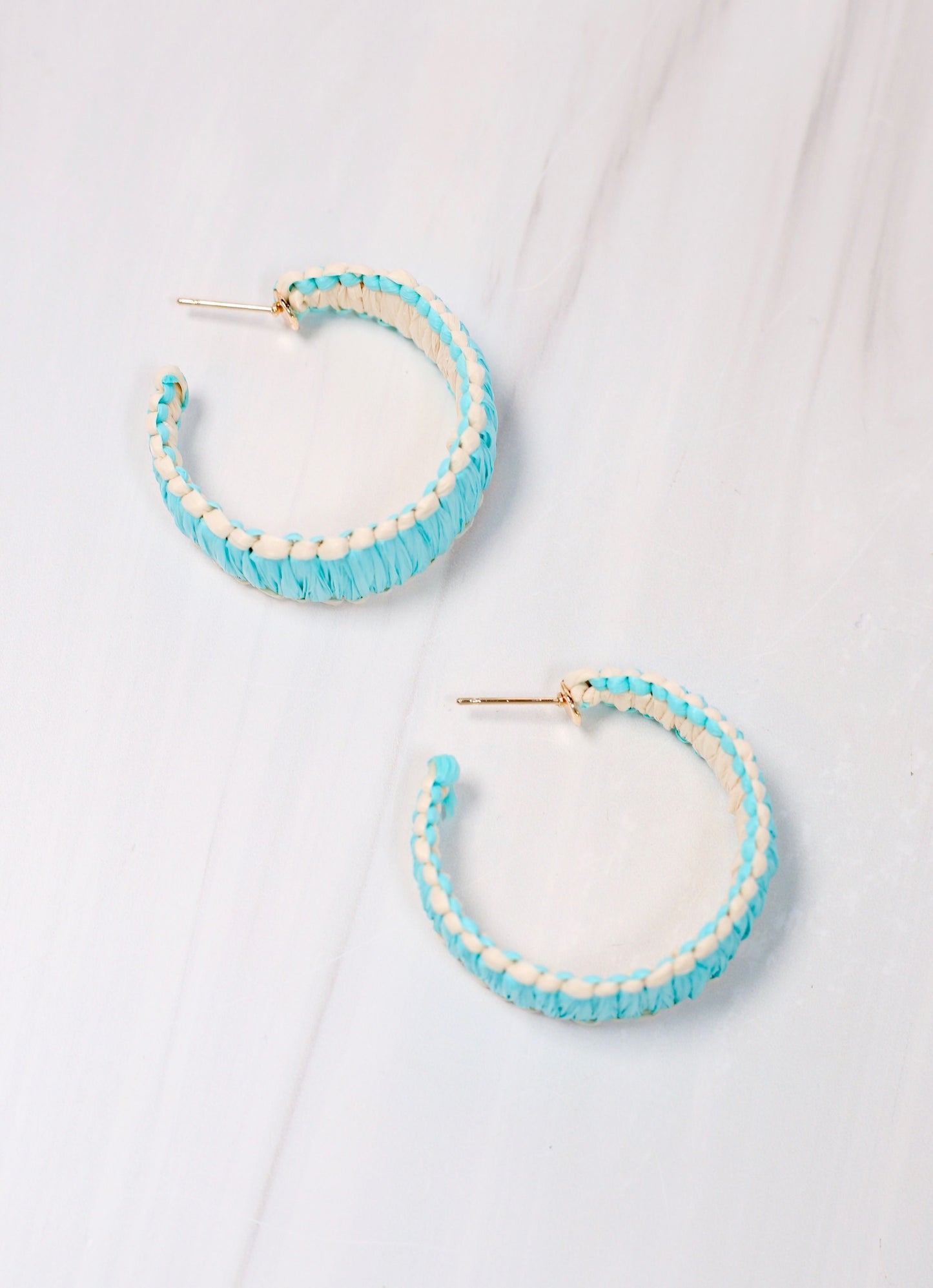 Trevone Raffia Hoop Earring AQUA