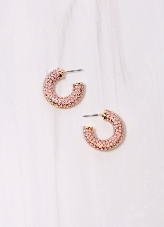 Colyen CZ Hoop Earring PINK OPAL