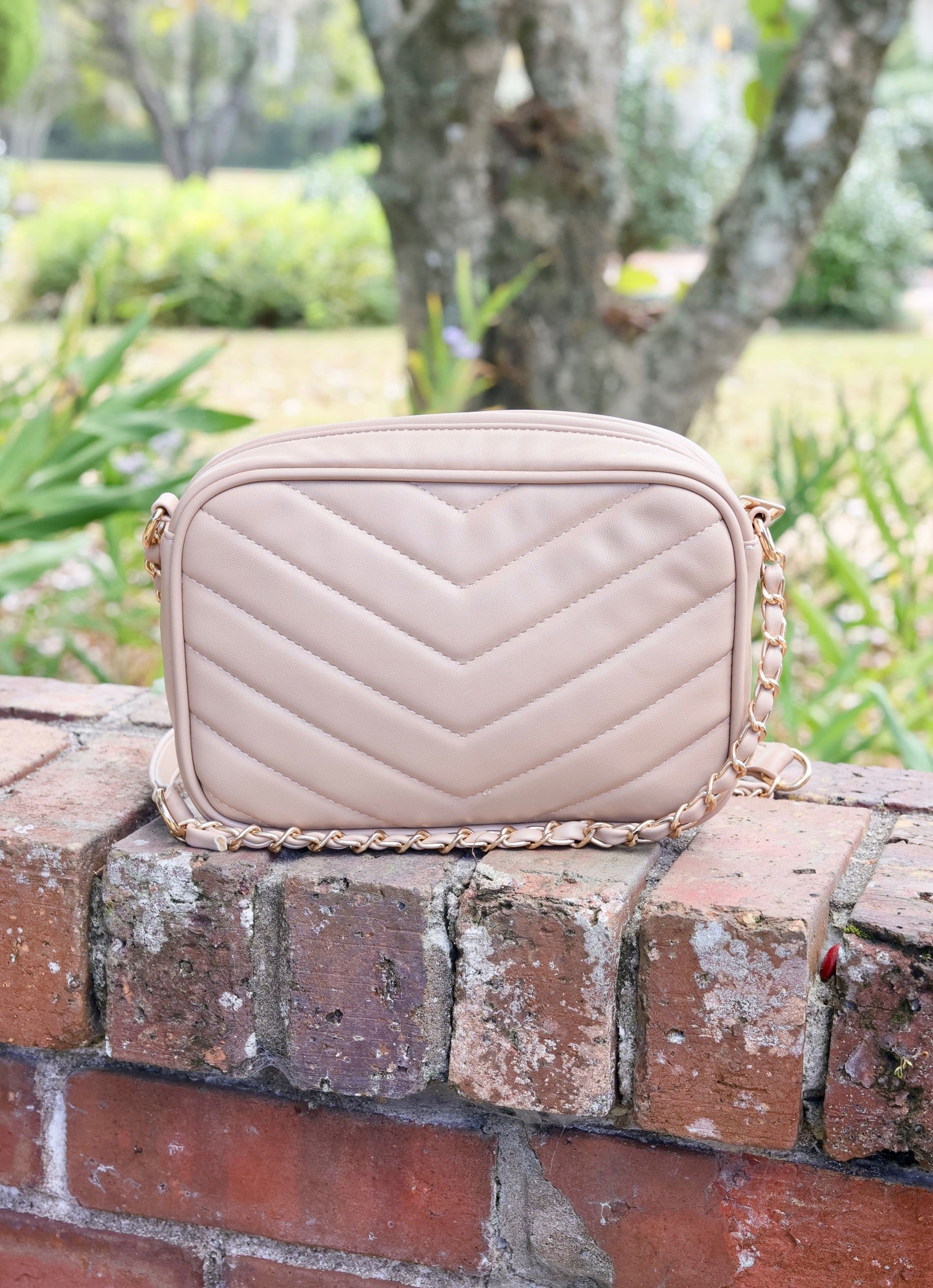 Bryce Crossbody Tan V Quilted