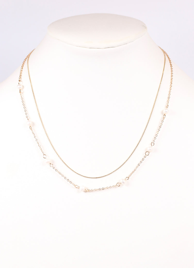 Rosedale Layered Pearl Necklace GOLD