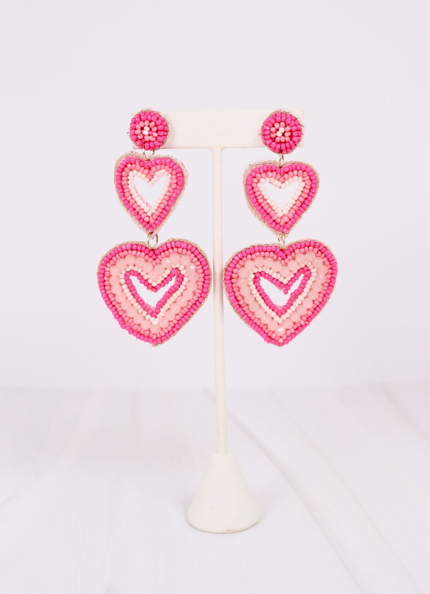 Enchanted Heart Drop Earring Pink