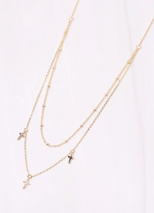 Hanley Layered Cross Necklace GOLD