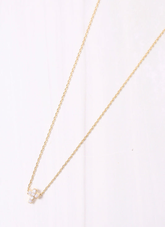 Shannen CZ Cross Necklace GOLD