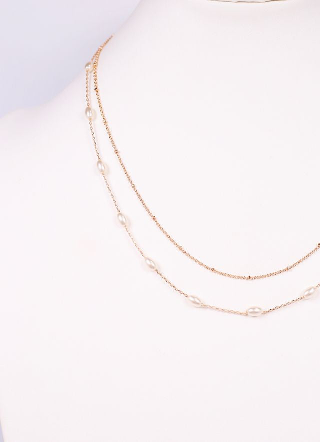 Catherine Pearl Layered Necklace GOLD