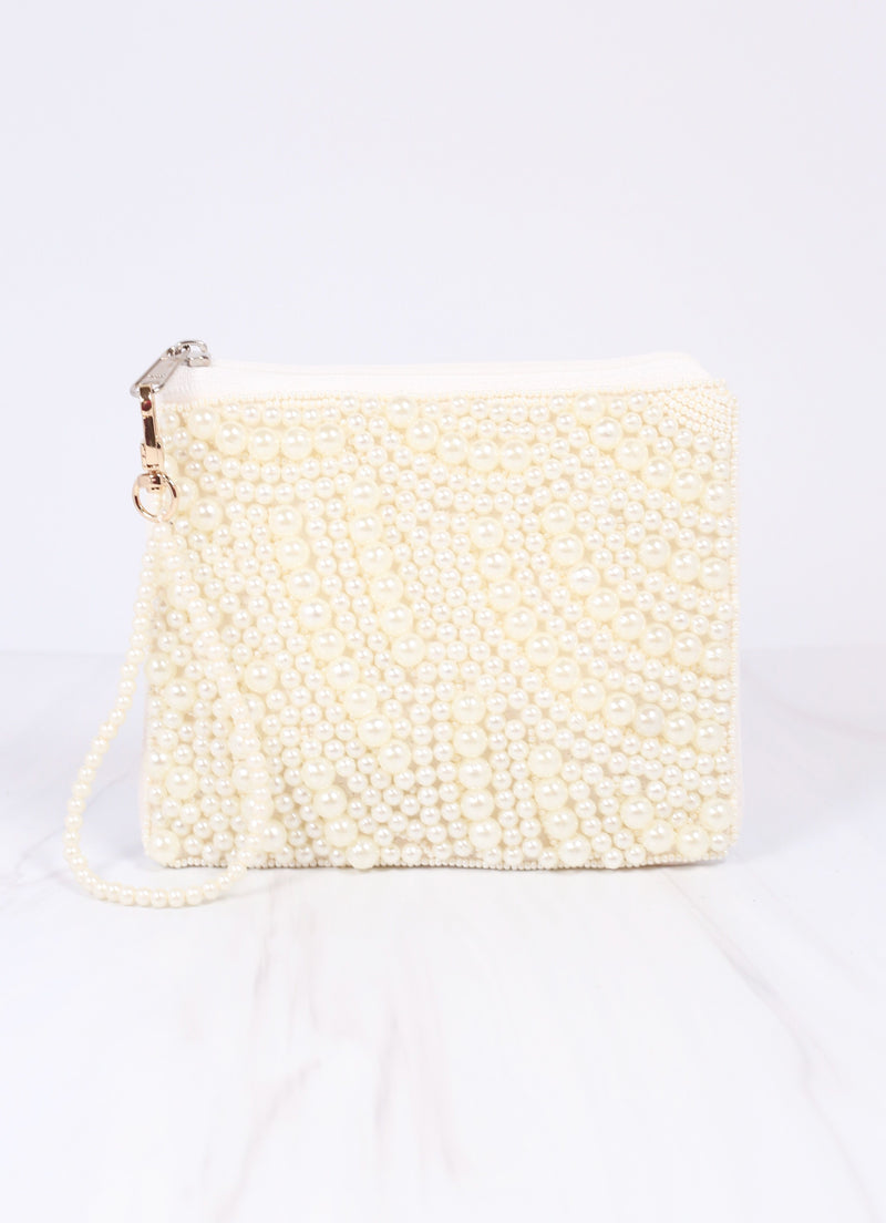 Danee Pearl Embellished Pouch IVORY