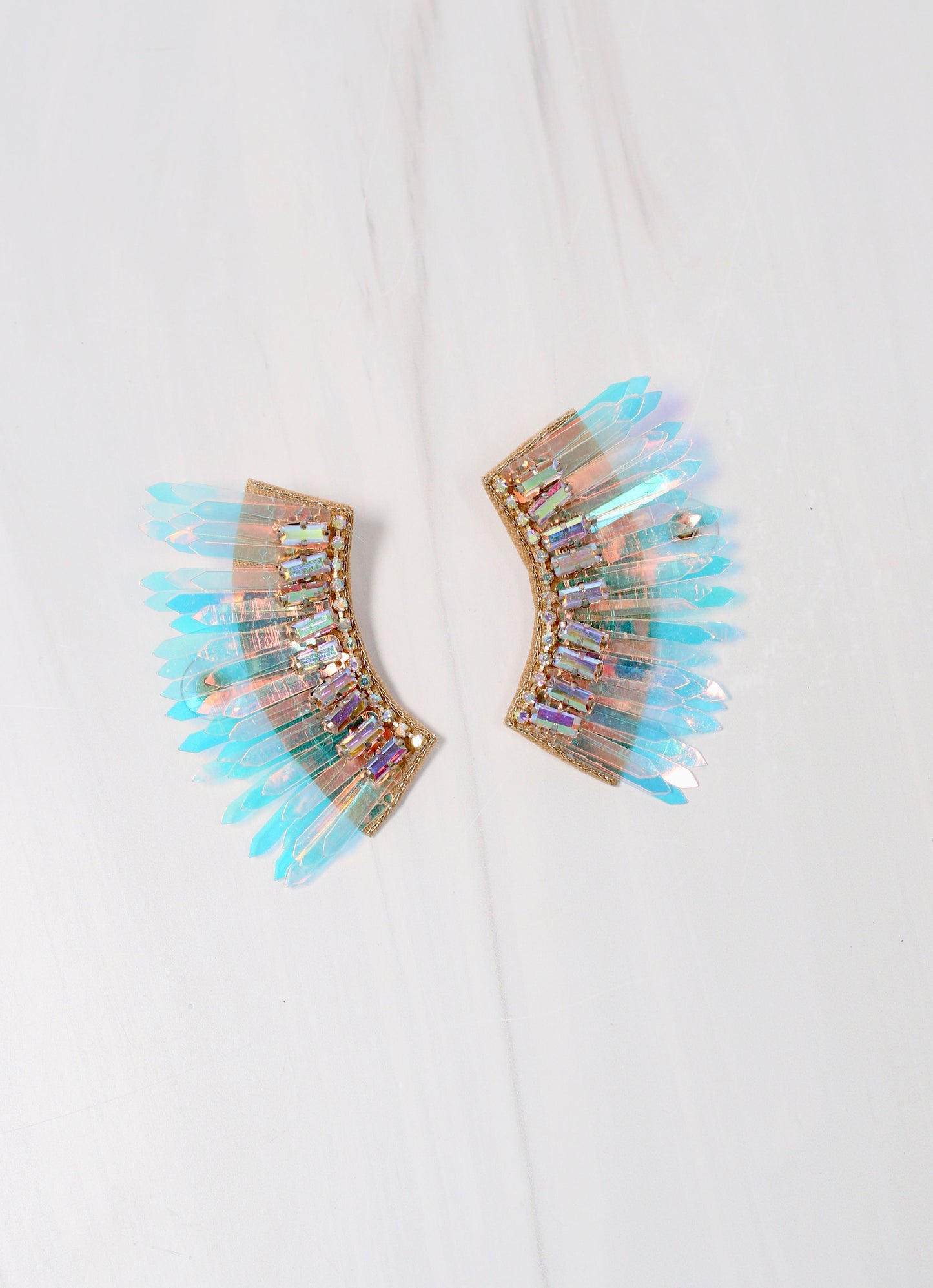 Merci Embellished Fan Earring OPAL