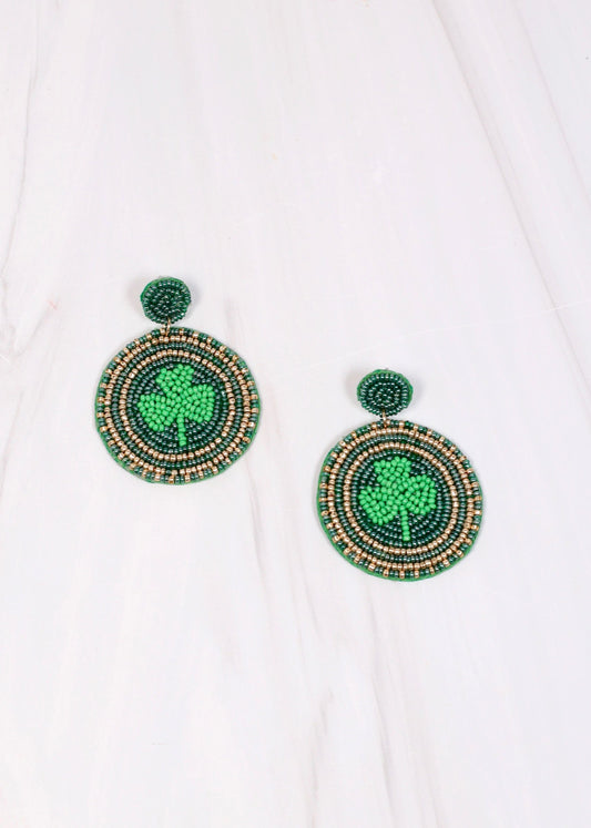 Shamrock Circle Drop Earring GREEN