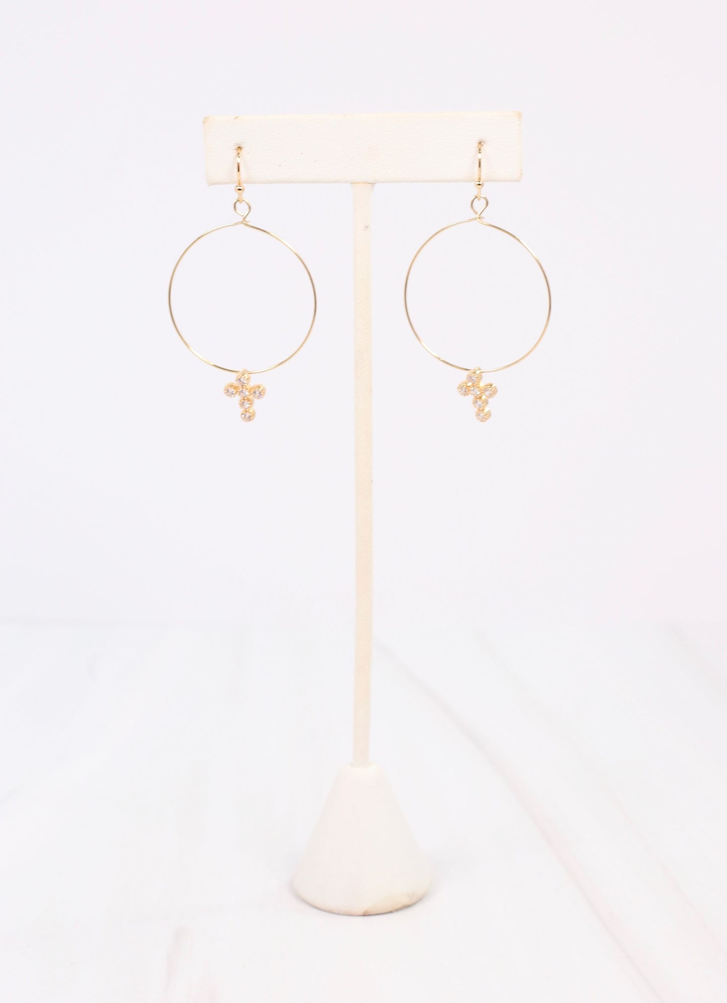 Cassidey CZ Cross Hoop Earring GOLD