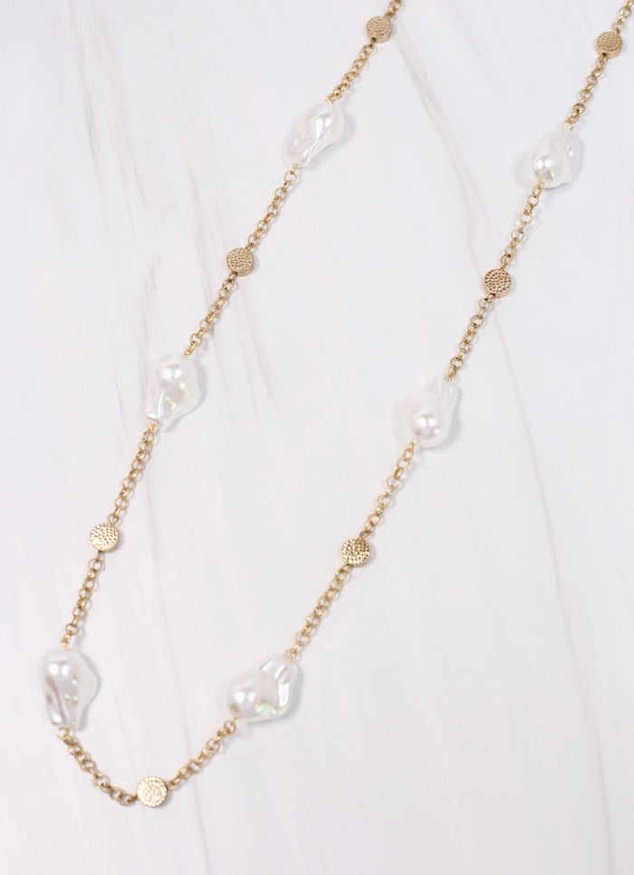 Glenella Long Pearl Necklace GOLD