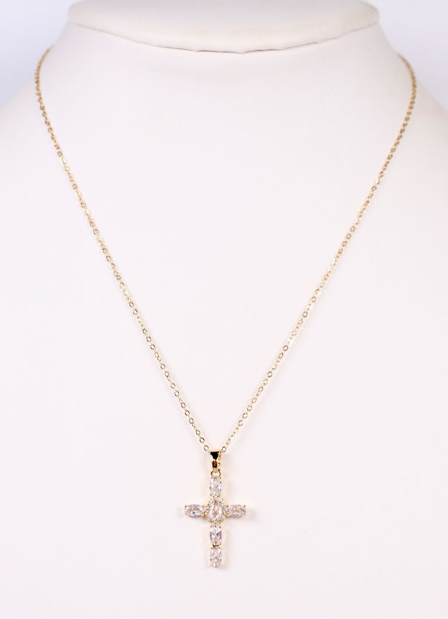 Keaney CZ Cross Necklace GOLD