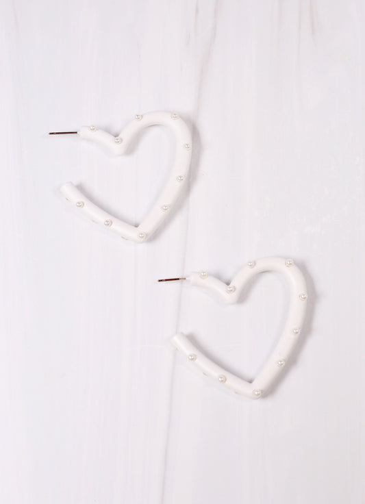 Admirer Pearl Heart Earring WHITE