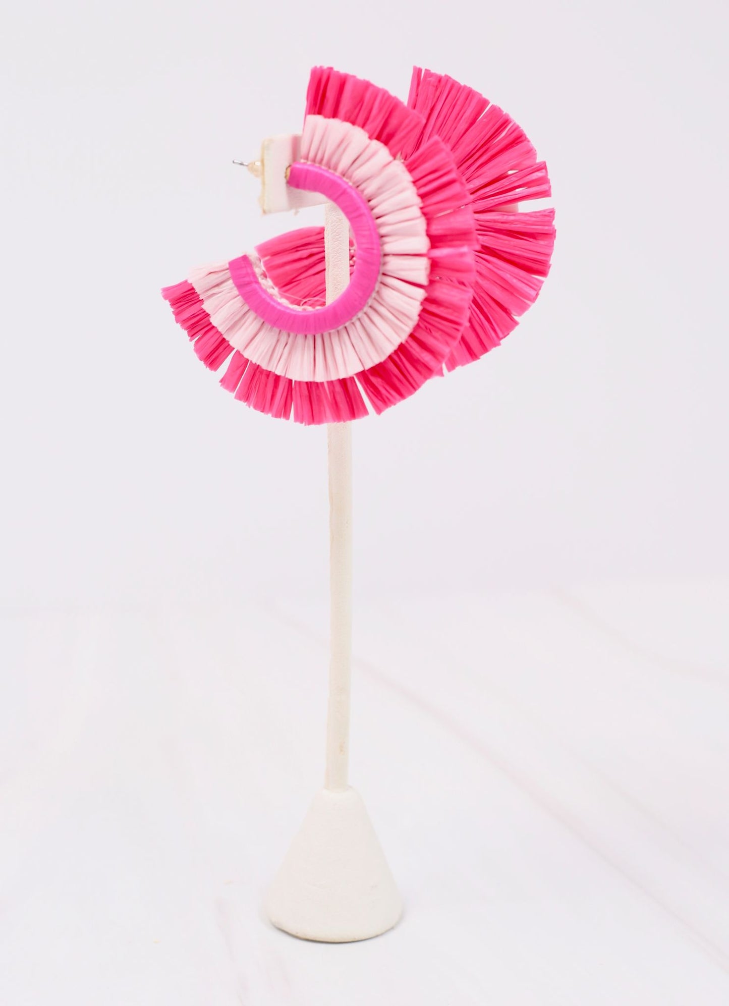 Aubert Raffia Hoop Earring HOT PINK