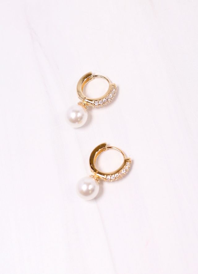 Kento CZ Hoop Earring with Pearl GOLD