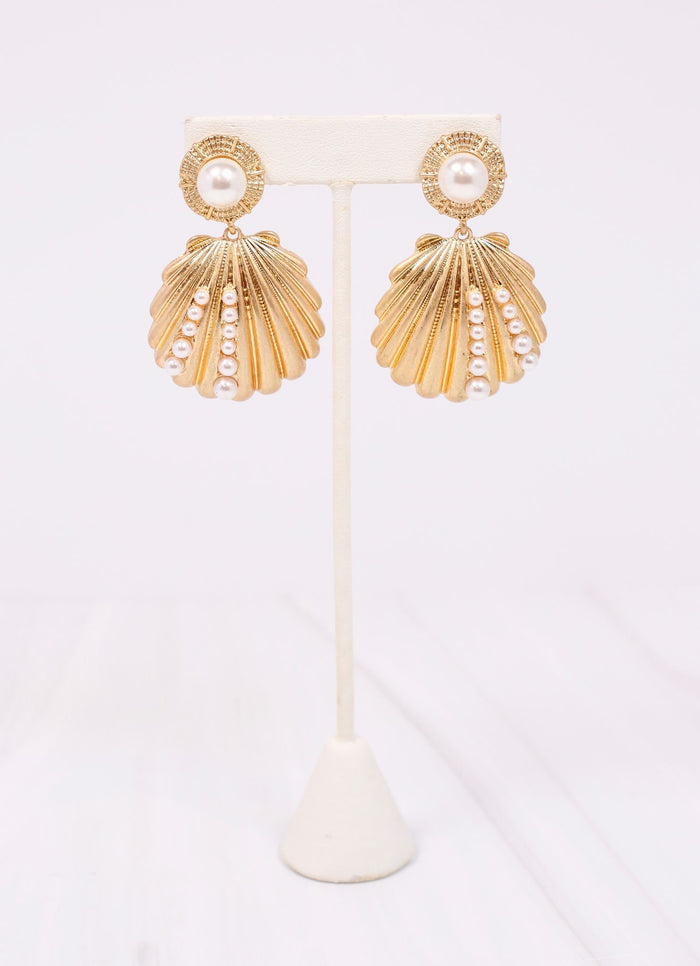 Caspian Pearl and Shell Earring GOLD