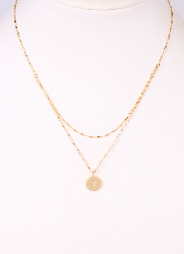 Burke Layered Necklace with Charm GOLD