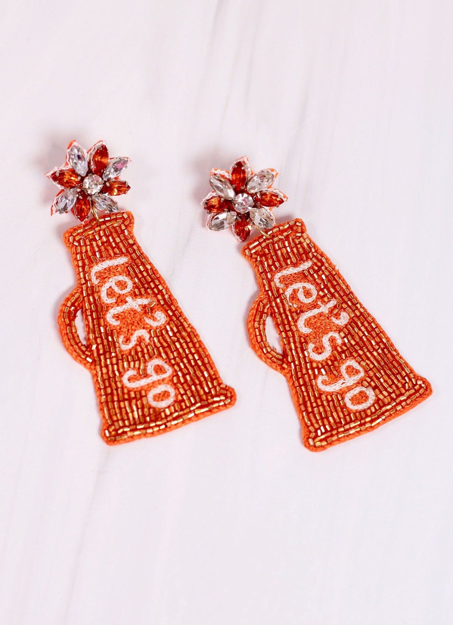 Let's Go Megaphone Earring ORANGE WHITE