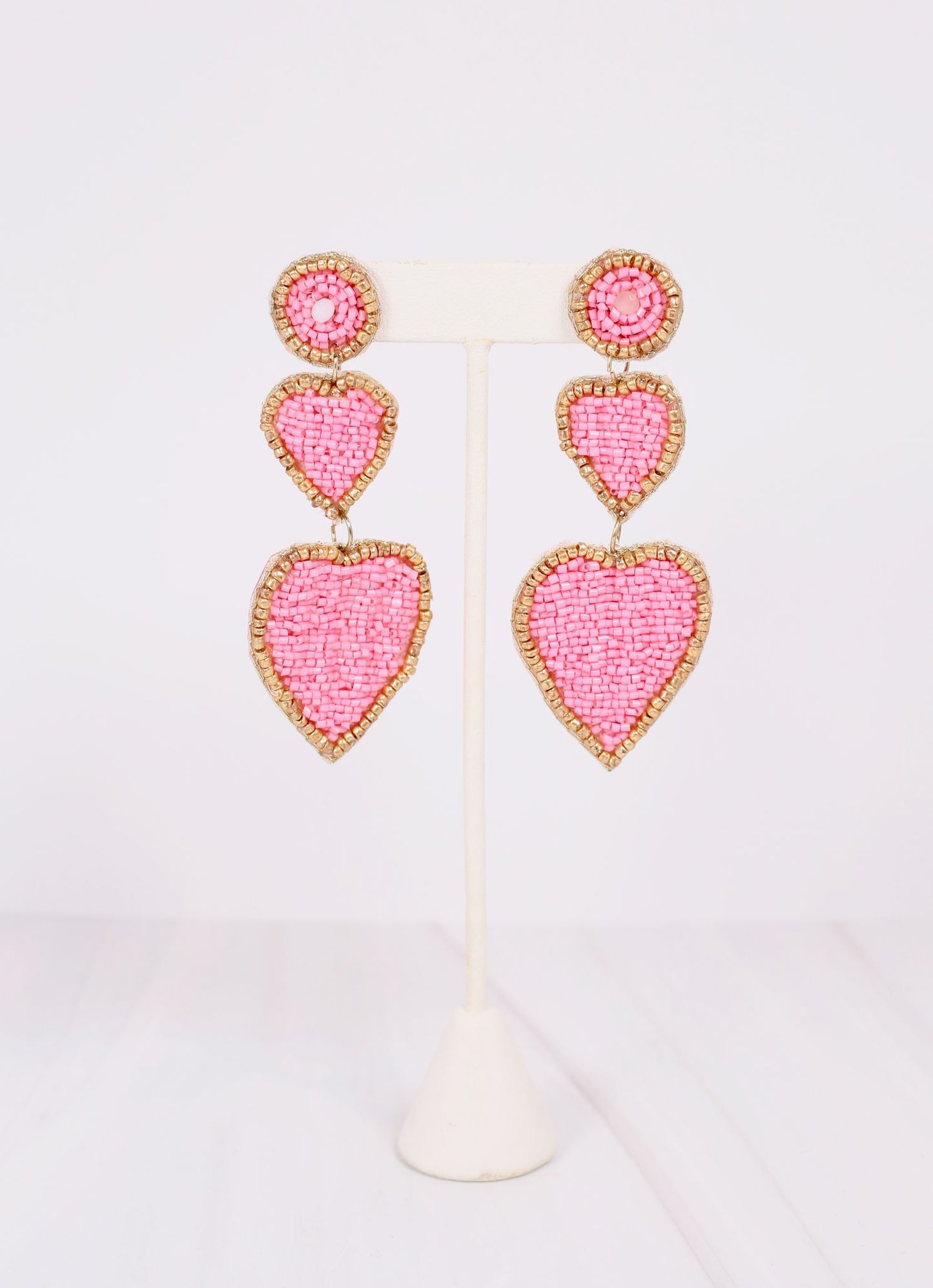 Love Story Beaded Heart Earring LIGHT PINK