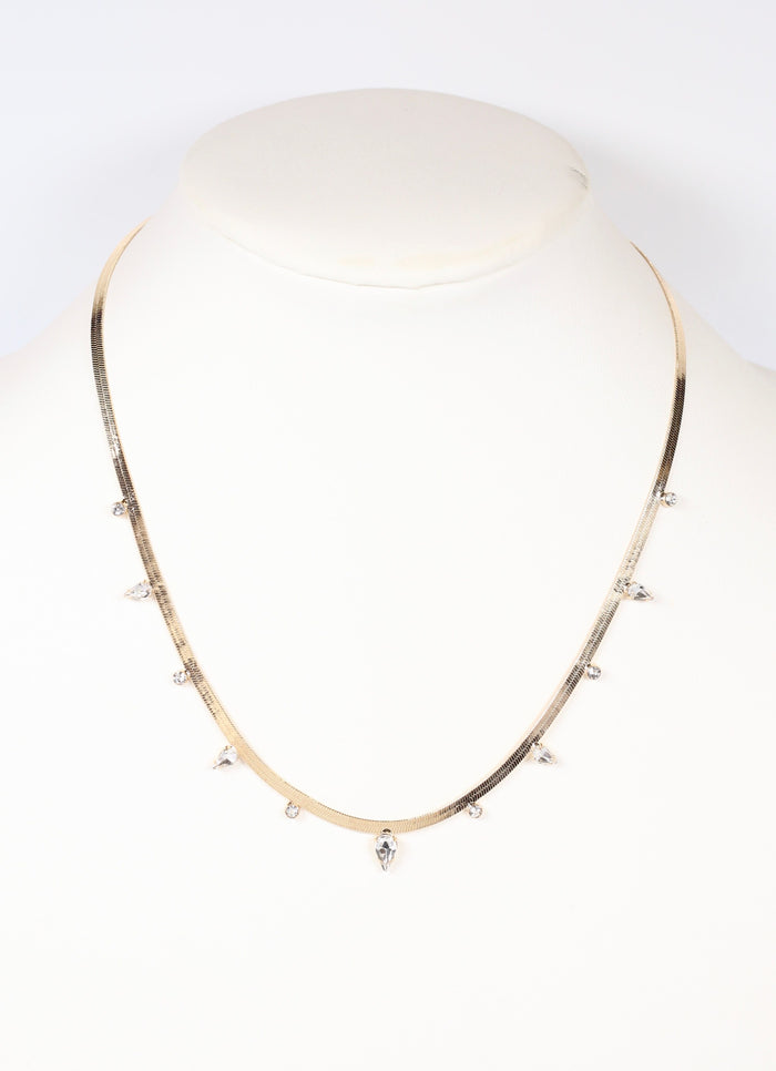 Esters Flat Chain Necklace with Stones CLEAR